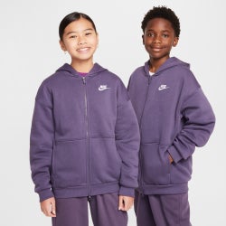 Grade School Hoodies - Nike Club - Dark Raisin-White