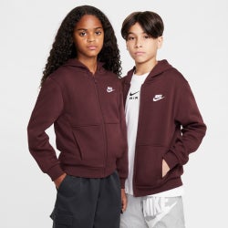 Grade School Hoodies - Nike Club - Burgundy Crush-White