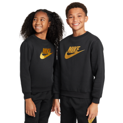 Grade School Sweatshirts - Nike Club Fleece - Black-Metallic Gold