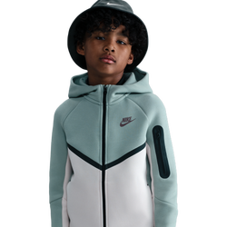 Grade School Hoodies - Nike Tech Colorblock - Dusty Sage-Lt Orewood Brn-Black