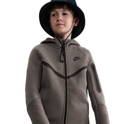Grade School Hoodies - Nike Tech Fleece - Cave Stone-Black-Black