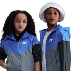 Grade School Jackets - Nike Repellent Windrunner - Comet Blue-Smoke Grey