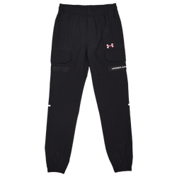 Grade School Pants - Under Armour Tech Utility Woven - Black-Super Pink