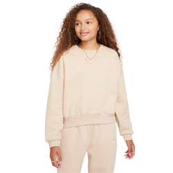 Grade School Sweatshirts - Nike Club Boxy - Sand Drift-White