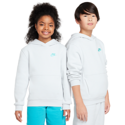 Grade School Hoodies - Nike Club - Photon Dust-Dynamic Turquoise