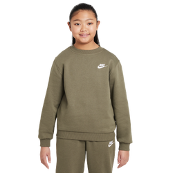 Grade School Sweatshirts - Nike Club - Medium Olive-White