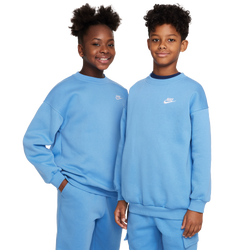 Grade School Sweatshirts - Nike Club Oversized - Blue Beyond-White