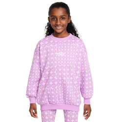 Grade School Sweatshirts - Nike Club Oversized - Rush Fuchsia-White