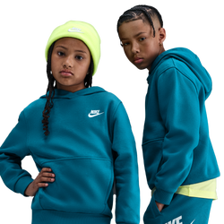 Grade School Hoodies - Nike Club - Green Abyss-White