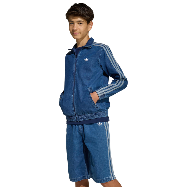 Adidas Originals Girls' Firebird Denim Track Top Junior, Blu