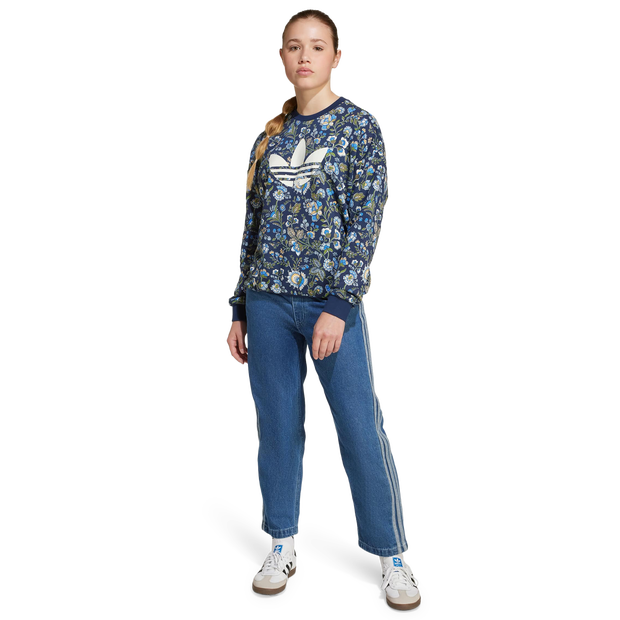 Image of Adidas Originals X Liberty London unisex Felpe - Blu - Jersey di cotone - Foot Locker035