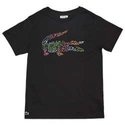 Grade School T-Shirts - Lacoste Lcb Script Croc Graphic - Noir-Multi-Green