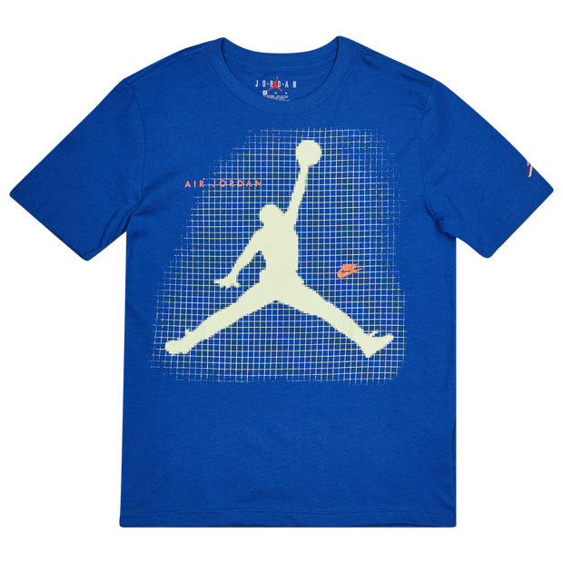 Jordan Jumpman Grid Blur Enfant - T-Shirts, Bleu - Taille 128 - 137 CM - Jersey de coton