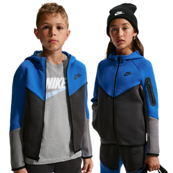 Grade School Hoodies - Nike Tech Colorblock - Game Royal-Anthracite-Smoke Grey