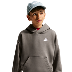 Grade School Hoodies - Nike Club Oversized - Cave Stone-White