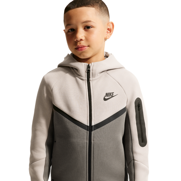 Nike Tech Colorblock, Kids Beige Cotton Hoodies,  Size XL