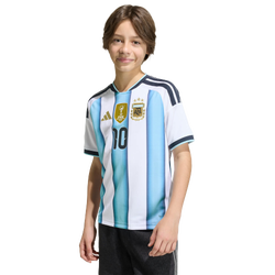 Primaire-College Jerseys/Replicas - adidas Argentina 26 Home Replica Messi Jersey - White-Icey Blue