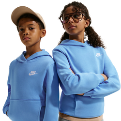 Grade School Hoodies - Nike Club Fleece Pullover Hoodie - University Blue-White