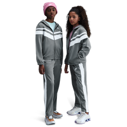 Grade School Tracksuits - Nike Dri-fit Hooded Tracksuit - Smoke Grey-White
