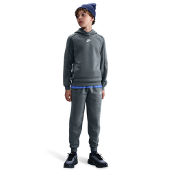 Grade School Tracksuits - Nike Club Fleece Hooded Tracksuit - Smoke Grey-Smoke Grey