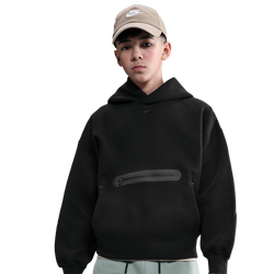 Grade School Hoodies - Nike Tech Fleece Oversized Pullover Hoodie - Black-Black