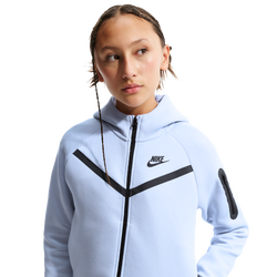 Grade School Hoodies - Nike Tech Fleece Full Zip Hoodie - Ghost-Black