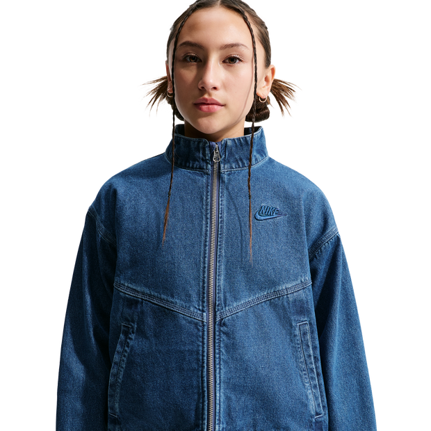 Nike Windrunner Denim Jacket Kid's Jackets - Blue - Size S - Cotton Jersey