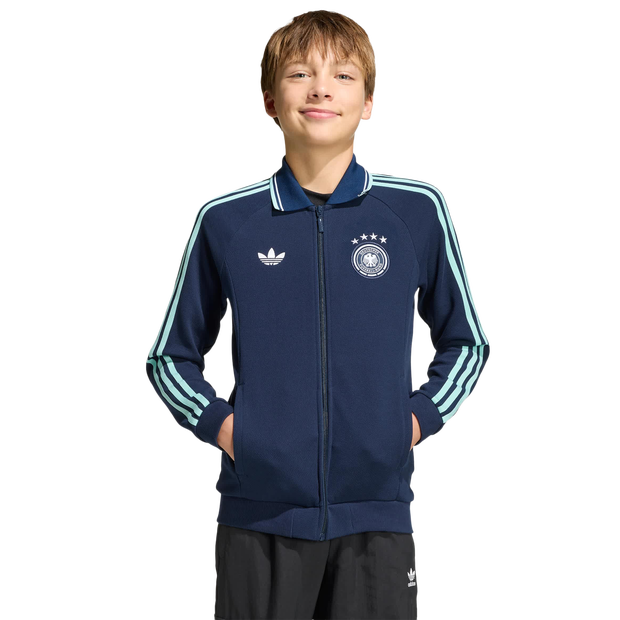 Adidas Germany Bambini - Giacche Blu - Taglia 123 - 129 CM - Jersey di cotone