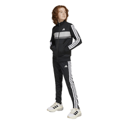 Grade School Tracksuits - adidas Seasonal Essentials Tiberio Track Suit - Black-White