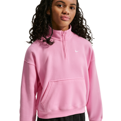 Grade School Sweatshirts - Nike Sportswear Studio Fleece Oversized 1/4-Zip - Pink Rise-White