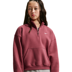 Primaire-College Sweats - Nike Sportswear Studio Fleece Oversized 1/4-Zip - Pink Smoke-White