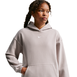 Grade School Hoodies - Nike Sportswear Studio Fleece Oversized Hoodie - Moon Particle-White