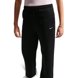 Grade School Pants - Nike Sportswear Studio Fleece Open-hem Trousers - Black-White