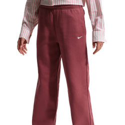 Grade School Pants - Nike Sportswear Studio Fleece Open-hem Trousers - Pink Smoke-White
