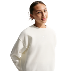 Grade School Sweatshirts - Nike Sportswear Studio Boxy Fleece Crew Neck - Sail-White