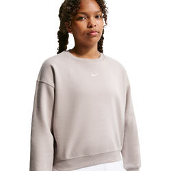 Grade School Sweatshirts - Nike Sportswear Studio Boxy Fleece Crew Neck - Moon Particle-White