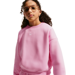 Grade School Sweatshirts - Nike Sportswear Studio Boxy Fleece Crew Neck - Pink Rise-White