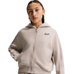 Grade School Track Tops - Nike Sportswear Club Fleece Long-sleeve Top - Moon Particle-White