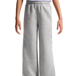 Grade School Pants - Nike Sportswear Studio Fleece Open-hem Trousers - Dark Grey Heather-Particle Grey