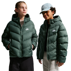 Grade School Jackets - Nike Sportswear All Day Play Therma-fit Puffer - Camo Green-White