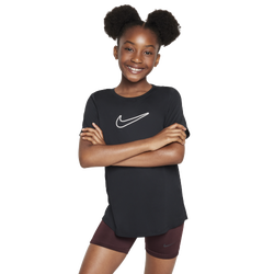 Grade School T-Shirts - Nike One Fitted Dri-fit Short-sleeve Top - Black-White