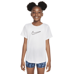 Grade School T-Shirts - Nike One Fitted Dri-fit Short-sleeve Top - White-Black