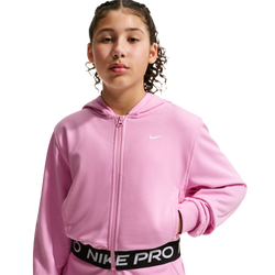 Grade School Hoodies - Nike Pro Fleece Dri-fit Full-zip Hoodie - Pink Rise-Pink Rise