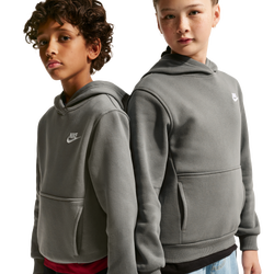 Grade School Hoodies - Nike Sportswear Club Fleece Pullover Hoodie - Cave Stone-White