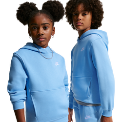 Grade School Hoodies - Nike Sportswear Club Fleece Pullover Hoodie - Football Blue-White