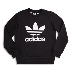 Grade School Sweatshirts - adidas Trefoil Crew Neck - Black-White