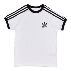 Grade School T-Shirts - adidas 3 Stripe Shortsleeve Tee - White-Black-White