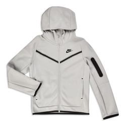 Grade School Hoodies - Nike Tech Fleece - Grey-Red-Black