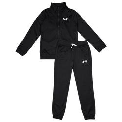 Grade School Tracksuits - Under Armour Boys Track - Black-White