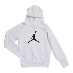 Grade School Hoodies - Jordan Jumpman Over The Head - White-Black-Black
